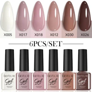 Nail Kits 6Pcs Autumn Red Brown Gel Polish Set