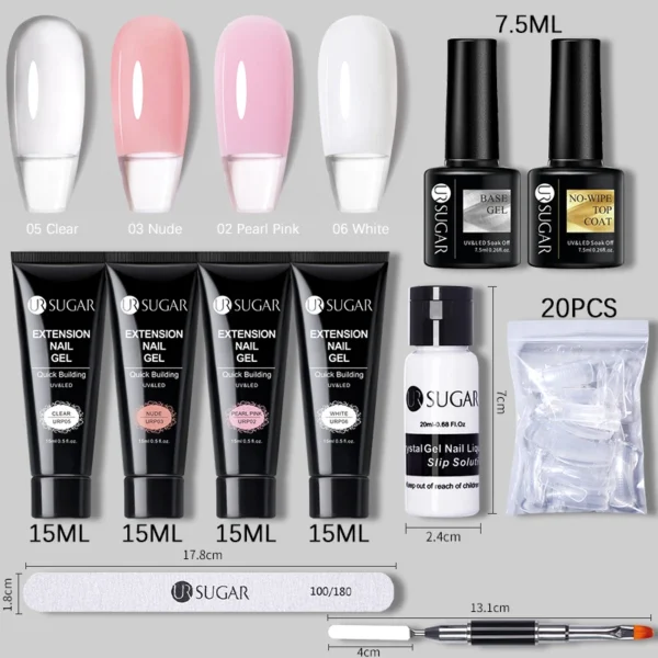 Nail Kits Extension Gel 15ml Base Top UV LED - Image 2