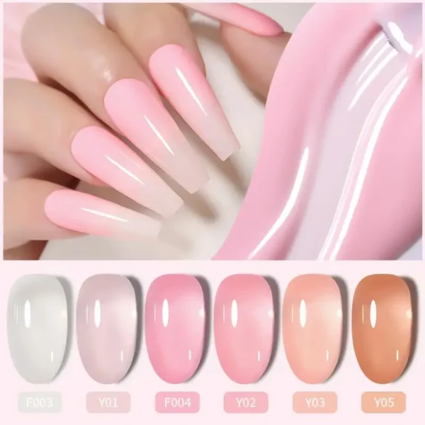 Nail Kits 6Pcs Set Jelly Pink Nude Gel Polish - Image 3