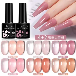 Nail Kits 6Pcs Set Jelly Pink Nude Gel Polish