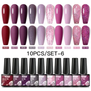 Nail Kits with 10Pcs Gel Polish Set and Glitter Colors