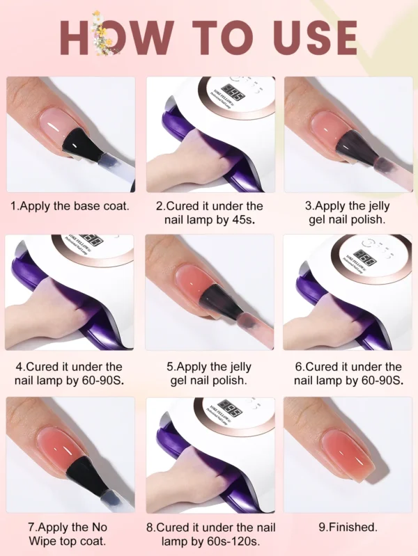 Nail Kits 6pcs Jelly Nude UV Gel Polish Set - Image 6