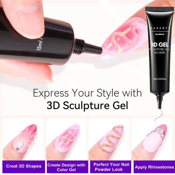Nail Kits 3D Gel Rhinestone Glue & Sculpting Gel - Image 5