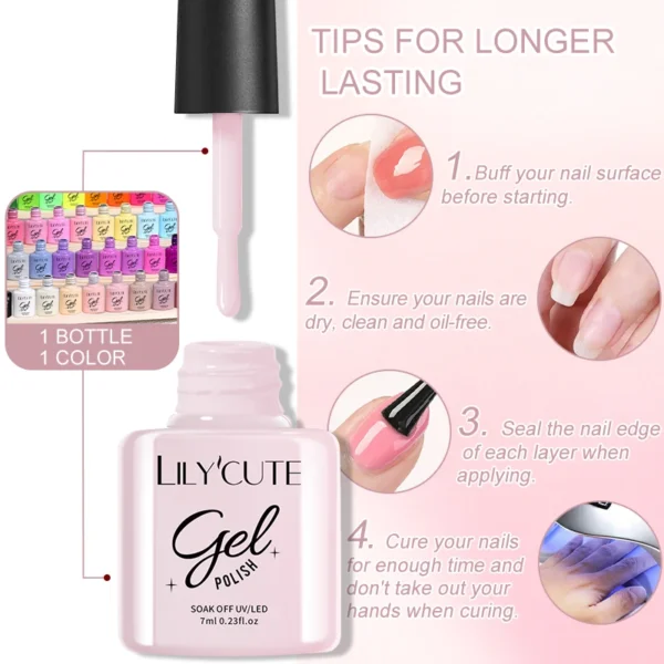 Nail Kits Autumn Winter Gel Polish Rose Red Nude Pink - Image 6
