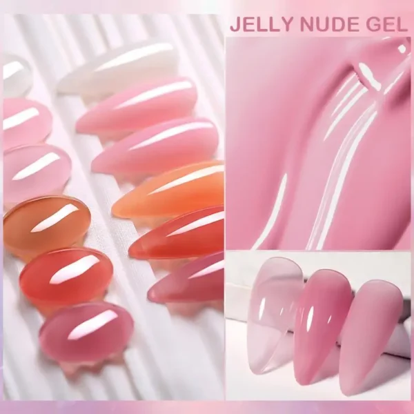 Nail Kits 6Pcs Set Jelly Pink Nude Gel Polish - Image 5
