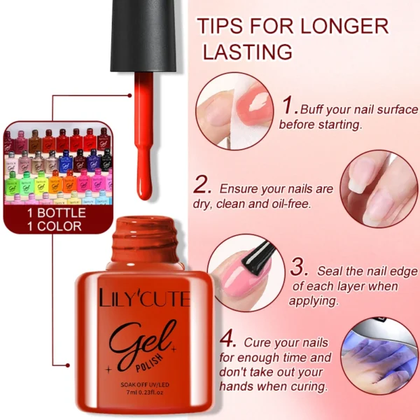 Nail Kits 20pcs Autumn Red Brown Gel Polish Set - Image 5
