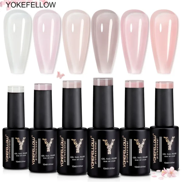 Nail Kits 6pcs Jelly Nude UV Gel Polish Set
