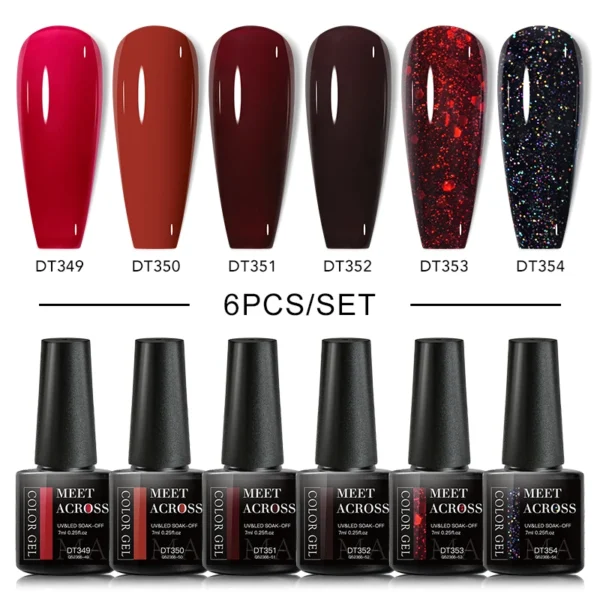 Glitter Nail Kits: Red Silver Gel Polish UV Set - Image 2