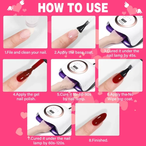Nail Kits Gel Polish - 10ml Rose Pink Semi-Permanent - Image 6