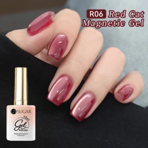 Nail Kits: Gel Magnetic Misty Rose Red với Glitter
