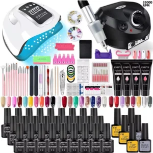 Nail Kits Acrylic & Poly Nail Gel Set with Lamp & Glitter