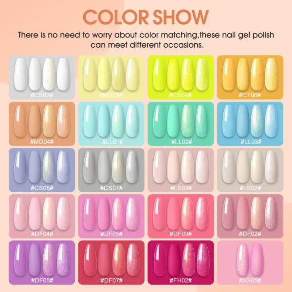 Nail Kits 20PCS Gel Polish Set With Glitter Coats - Image 2