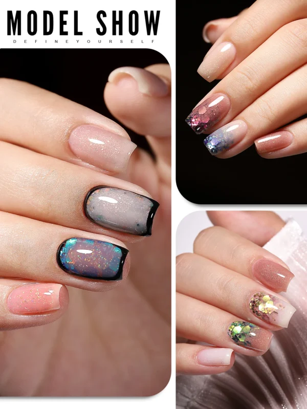 Nail Kits: 6-Color Jelly Gel Polish Set with Glitter - Image 5