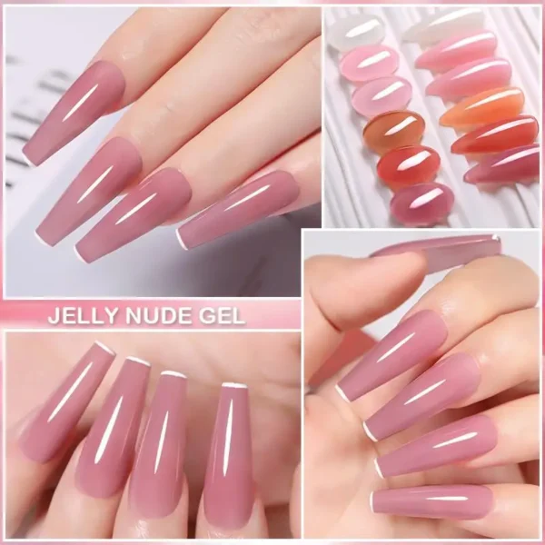Nail Kits 6Pcs Set Jelly Pink Nude Gel Polish - Image 4