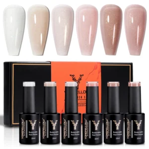 Nail Kits: 6-Color Jelly Gel Polish Set with Glitter