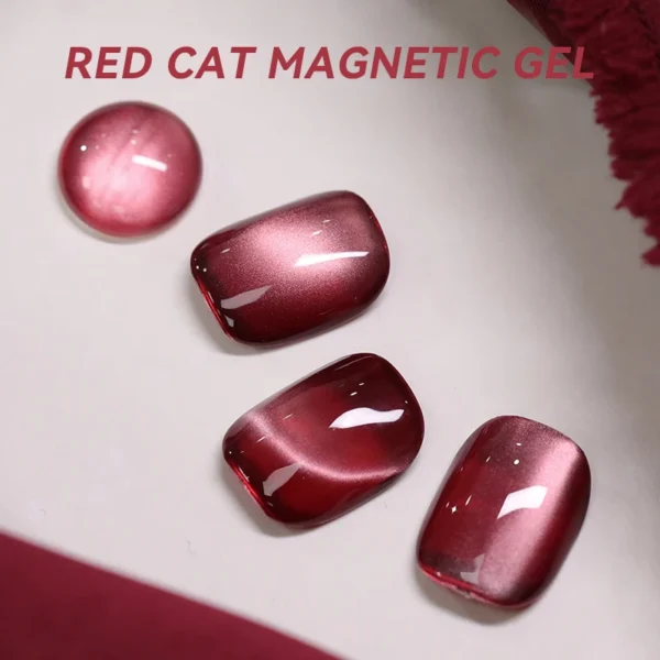 Nail Kits: Gel Magnetic Misty Rose Red với Glitter - Image 5