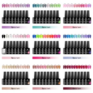 Nail Kits 8PC Summer Colorful Gel Polish Set
