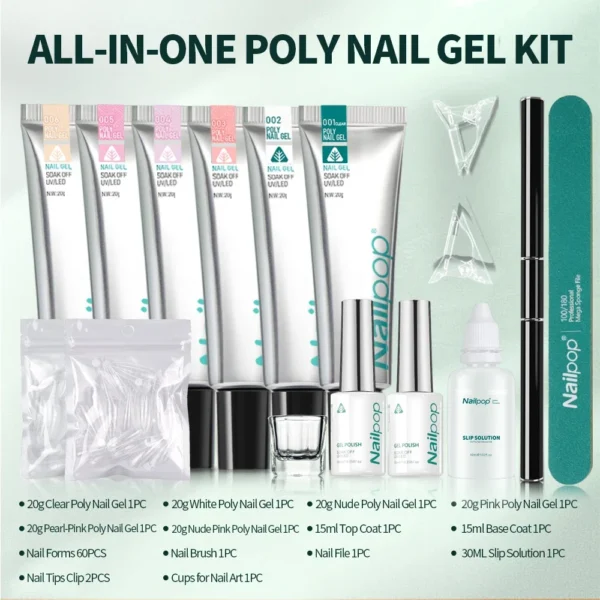 Nail Kits Poly Nail Extension Gel 6 Colors With Brush - Image 6