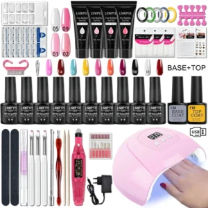 Nail Kits with UV Lamp, Drill, Gel Polish, Base & Top
