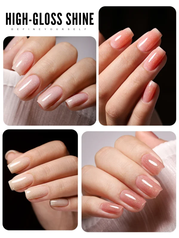 Nail Kits: 6-Color Jelly Gel Polish Set with Glitter - Image 4