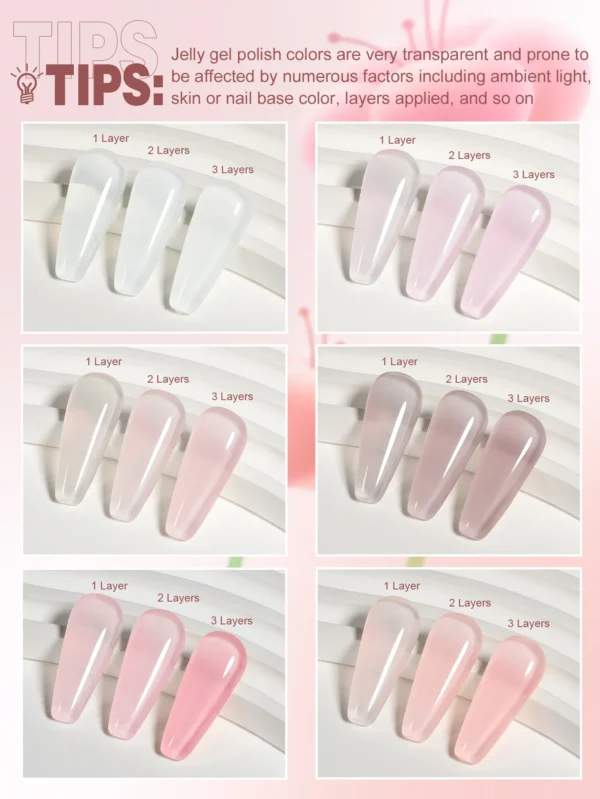 Nail Kits 6pcs Jelly Nude UV Gel Polish Set - Image 4