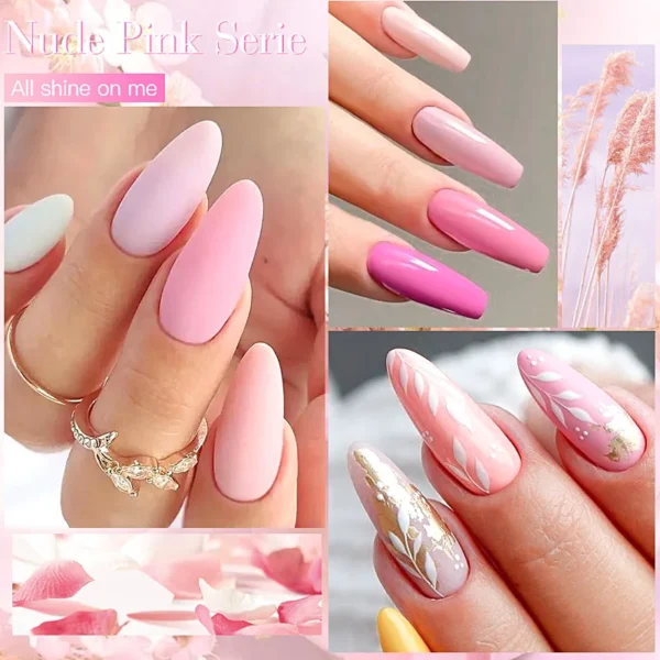 Nail Kits 6pcs Nude Pink Gel Polish UV LED - Image 3
