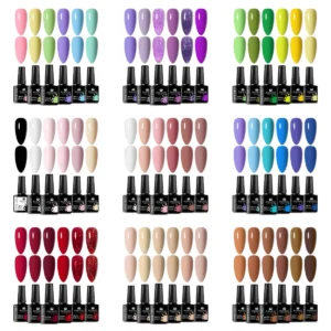 Nail Kits Gel Polish Set Nude Glitter Colors