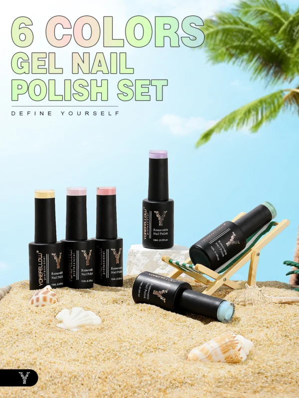 Nail Kits Pastel Gel Polish Set - 6 Colors - Image 3