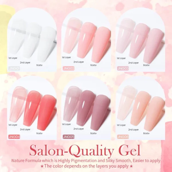 Nail Kits Jelly Nude Gel Polish 15ml, Soak Off UV - Image 3