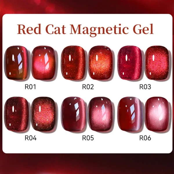 Nail Kits: Gel Magnetic Misty Rose Red với Glitter - Image 6