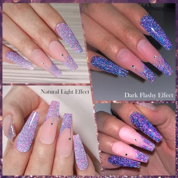 Nail Kits 6PCS Reflective Glitter Gel for Nail Art - Image 6