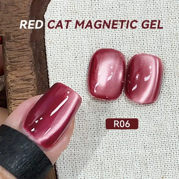 Nail Kits: Gel Magnetic Misty Rose Red với Glitter - Image 2