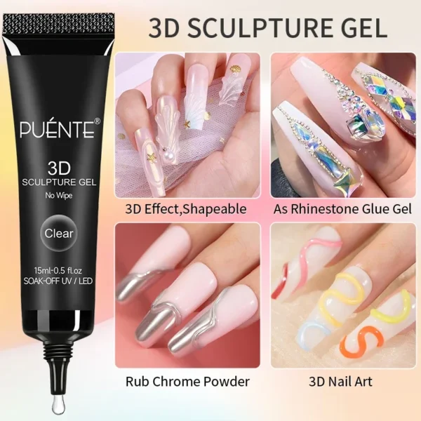 Nail Kits: 15ML Clear 3D Sculpture Gel for Nails - Image 3