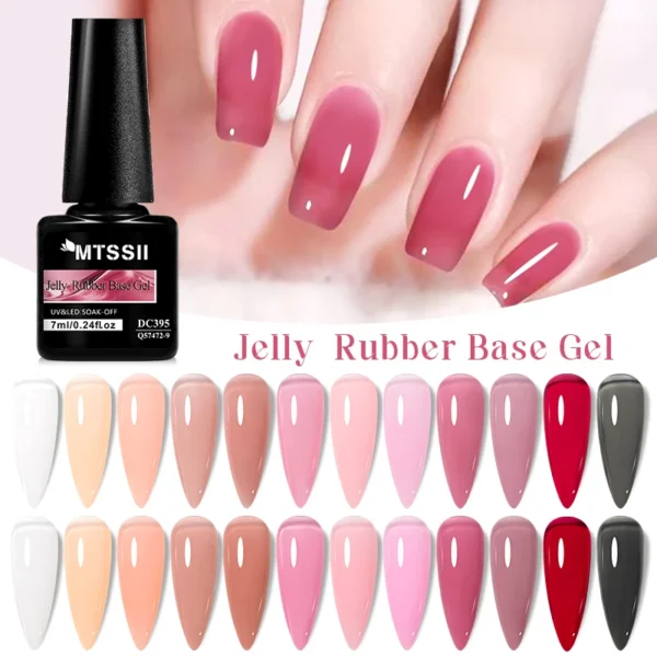 Nail Kits: 7ml Translucent Jelly Rubber Base Gel - Image 3