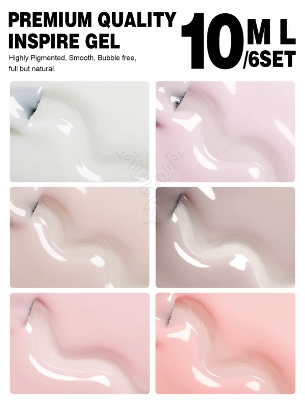 Nail Kits: 6PCS Jelly Nude Pink Gel Polish Set - Image 2