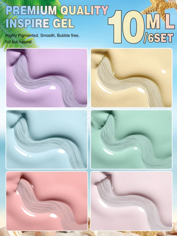 Nail Kits Pastel Gel Polish Set - 6 Colors - Image 2