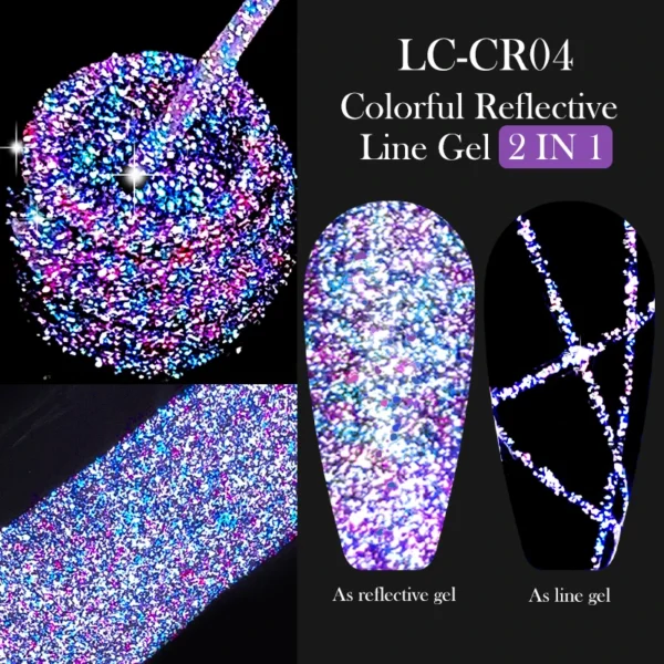 Nail Kits 6PCS Reflective Glitter Gel for Nail Art - Image 3