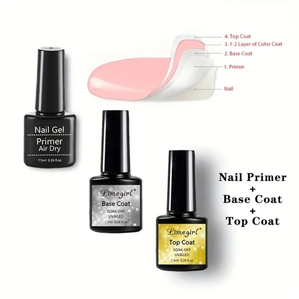 Nail Kits Top Coat Base Coat UV/LED Gel Polish Set - Image 6