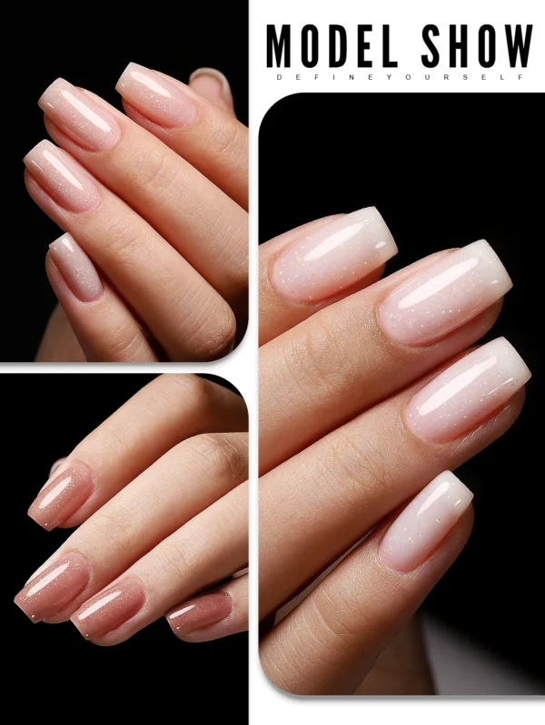 Nail Kits: 6-Color Jelly Gel Polish Set with Glitter - Image 2