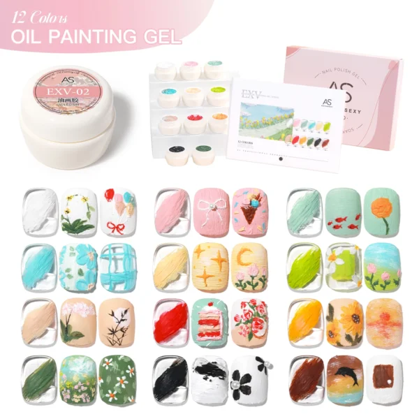 Nail Kits: 12PCS No Wipe Oil Painting Gel Set - Image 6