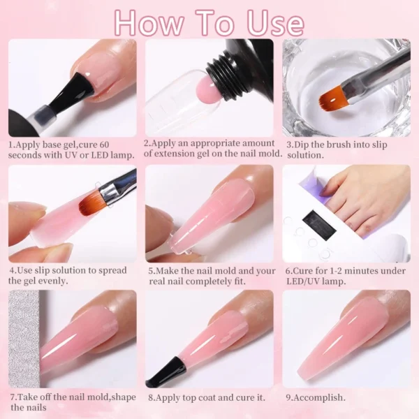Nail Kits: 15ml Quick Extension Gel with UV Lamp - Image 6