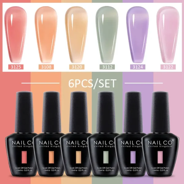 Nail Kits with Ice Transparent Jelly Gel Polish Set - Image 3