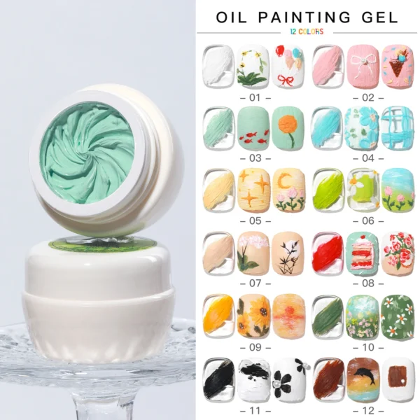 Nail Kits: 12PCS No Wipe Oil Painting Gel Set - Image 3