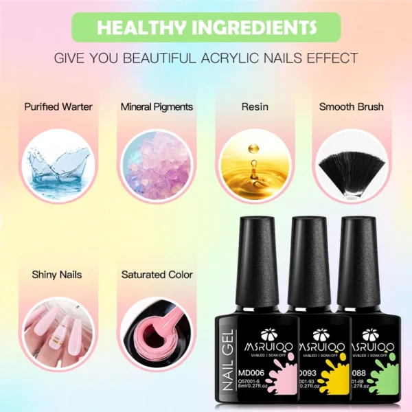 Nail Kits 8PC Summer Colorful Gel Polish Set - Image 2
